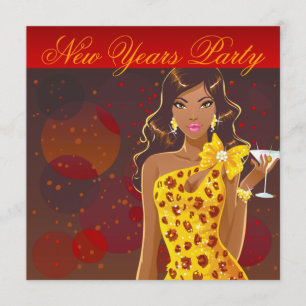 New Years Party Club Flyer red/yellow Kaart