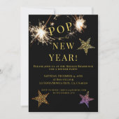 New Years Party Invite Sparklers Gold Invitation Kaart (Voorkant)