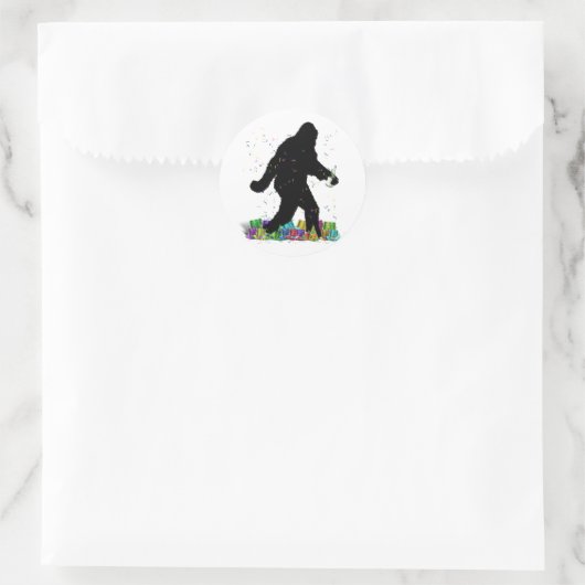 New Years Party Sasquatch Ronde Sticker (Tas)
