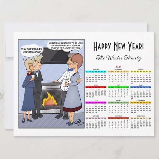 New Years Resolution Witte Kalender Kaart (Voorkant)