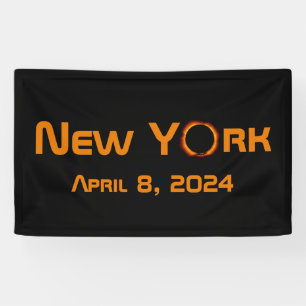New York 2024 totale zonsverduistering Spandoek