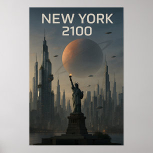 New York 2100: Futuristic Skyline Poster