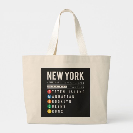 New York 5 Boroughs Grote Tote Bag (Achterkant)