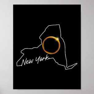 New York 8 april Totale Zonsverduistering Usa Kaar Poster