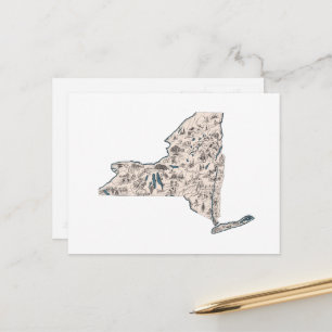  New York Afbeelding Map Antiek State Chart Briefkaart