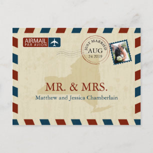 New York Airmail   Huwelijk Dank u Briefkaart