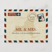 New York Airmail | Huwelijk Dank u Briefkaart (Voorkant)