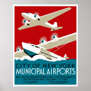 New York Airports, 1936 WPA-reisposter Poster
