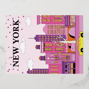 New York ansichtkaart Folie Feestdagen Briefkaart