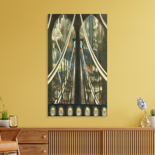 New York Architecture, Brooklyn Bridge Canvas Afdruk (Insitu (Woonkamer))