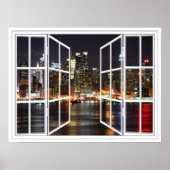 New York At Night White 24 Pane Open Window Poster (Devant)