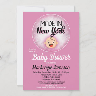 New York Baby shower Funny Pink Girls Kaart