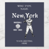 New York Baseball 2023 Retro  Wijn Etiket (Enkel label)