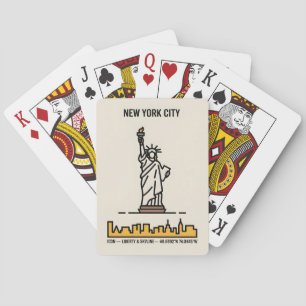 New York Beeld van de Vrijheid Lijntekening Minima Pokerkaarten