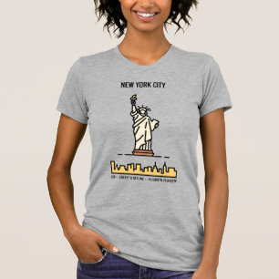 New York Beeld van de Vrijheid Silhouet Eenvoudige T-shirt