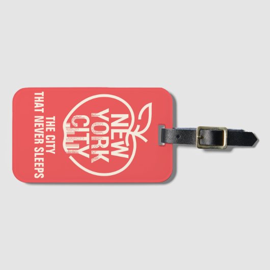 NEW YORK Big Apple Skyline Silhouette Modern Red Bagagelabel (Voorkant (horizontaal))