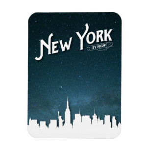 New York bij nacht skyline - Flexible Photo Magnet Magneet
