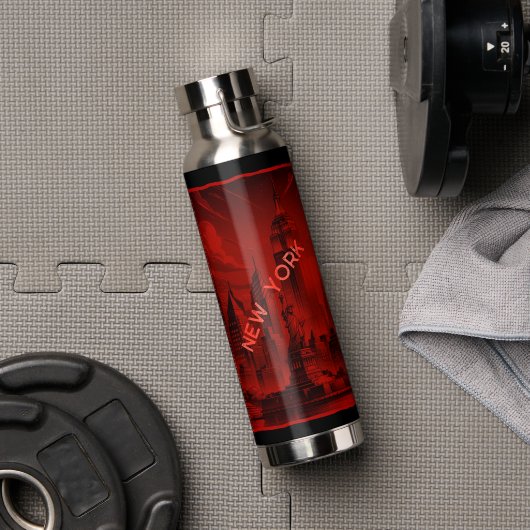 New York Black Red Waterfles (Sportschool (Gedraaid)  )