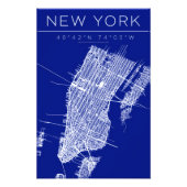 New York Blueprint Map Poster Coordinates Wall Art (Devant)
