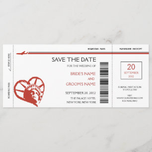New York Boarding Pass Save the Date Invitations