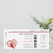 New York Boarding Pass Save the Date Invitations (Staand voorkant)