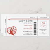 New York Boarding Pass Save the Date Invitations (Voorkant / Achterkant)