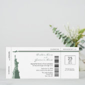 New York Boarding Pass Wedding Invitting Kaart (Staand voorkant)