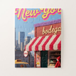 New York Bodega Nacht Taxi Skyline Poster Legpuzzel