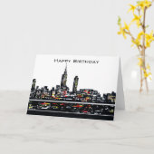 New York Bonne carte d'anniversaire (Fleur jaune)