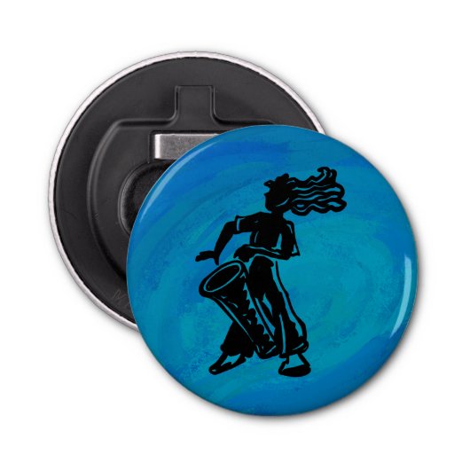 New York Boogie Nights Drum Blue Button Flesopener (Voorkant)