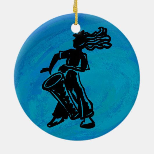 New York Boogie Nights Drum Blue Keramisch Ornament (Achterkant)