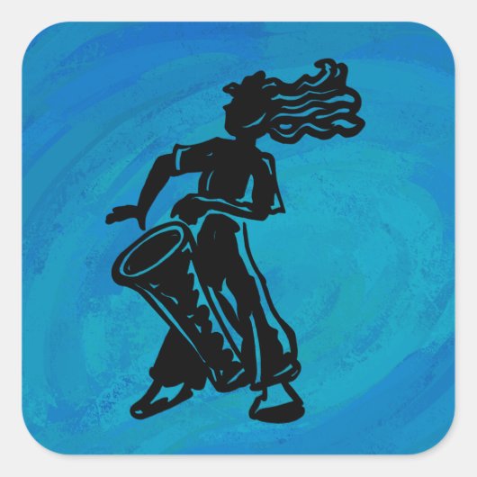 New York Boogie Nights Drum Blue Vierkante Sticker (Voorkant)