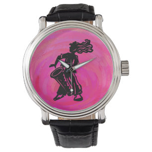 New York Boogie Nights Drum Hot Pink Horloge