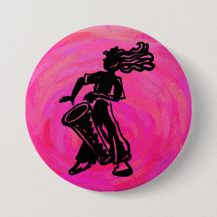 New York Boogie Nights Drum Hot Pink Ronde Button 7,6 Cm