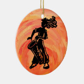 New York Boogie Nights Drum Oranje Keramisch Ornament (Rechts)