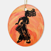 New York Boogie Nights Drum Oranje Keramisch Ornament (Links)