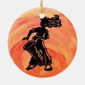 New York Boogie Nights Drum Oranje Keramisch Ornament (Achterkant)