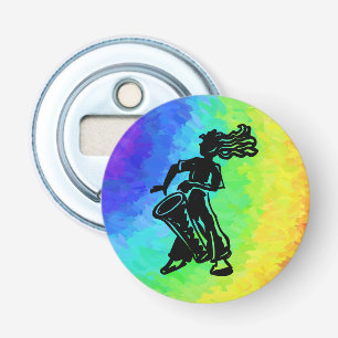 New York Boogie Nights Drum Rainbow Button Flesopener