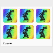 New York Boogie Nights Drum Rainbow Vierkante Sticker (Vel)