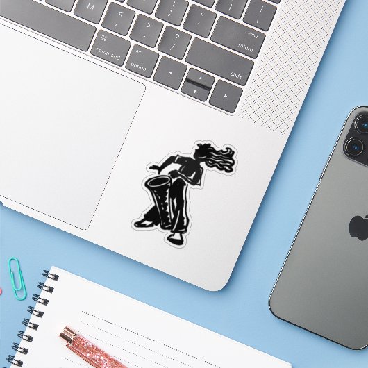 New York Boogie Nights Drummer Player Sticker (Laptop met iPhone)