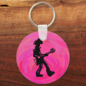 New York Boogie Nights Gitaar Hot Roze Sleutelhanger (Voorkant)