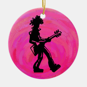New York Boogie Nights Guitar Hot Pink Keramisch Ornament