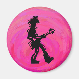 New York Boogie Nights Guitar Hot Pink Magneet