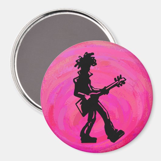 New York Boogie Nights Guitar Hot Pink Magneet (Voorkant / Achterkant)