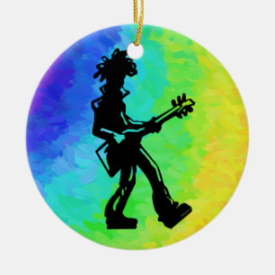 New York Boogie Nights Guitar Rainbow Keramisch Ornament
