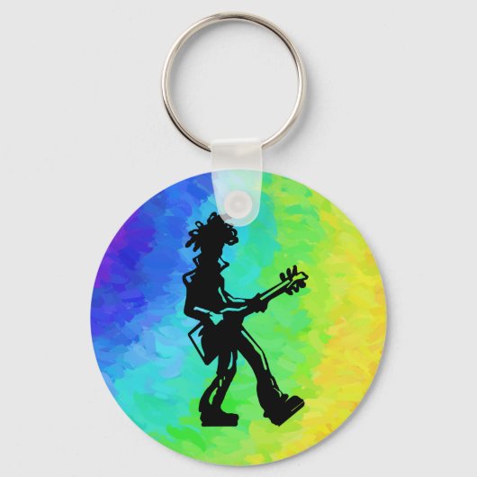 New York Boogie Nights Guitar Rainbow Sleutelhanger (Voorkant)