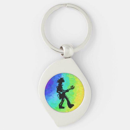 New York Boogie Nights Guitar Rainbow Sleutelhanger (Voorkant)