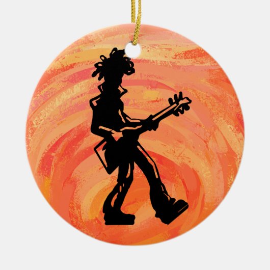 New York Boogie Nights Guitar Sinaasappel Keramisch Ornament (Voorkant)
