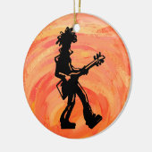 New York Boogie Nights Guitar Sinaasappel Keramisch Ornament (Links)