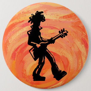 New York Boogie Nights Guitar Sinaasappel Ronde Button 6,0 Cm